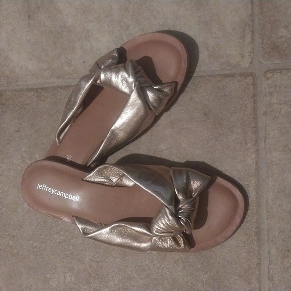 Jeffrey Campbell Womens Rose Gold Soft Leather Metallic Sandals Size 7 Handmade - Picture 2 of 8